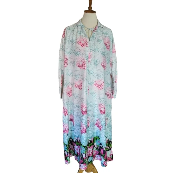 80's Givenchy Intimates Paris‎ Multi-color Floral Peignoir Two Piece Set